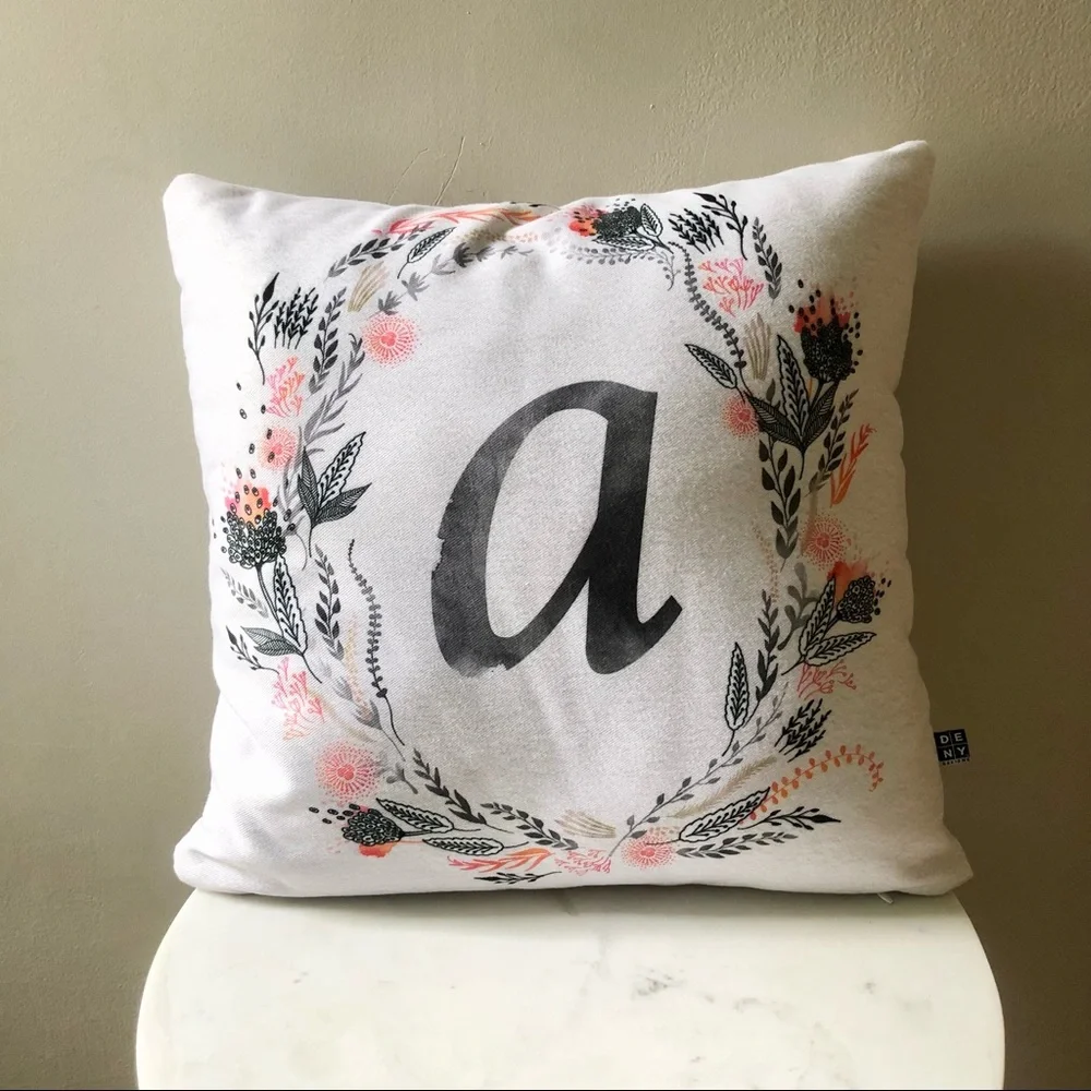 URBAN OUTFITTERS Iveta Ablonia for Deny Pink Summer Monogram Pillow